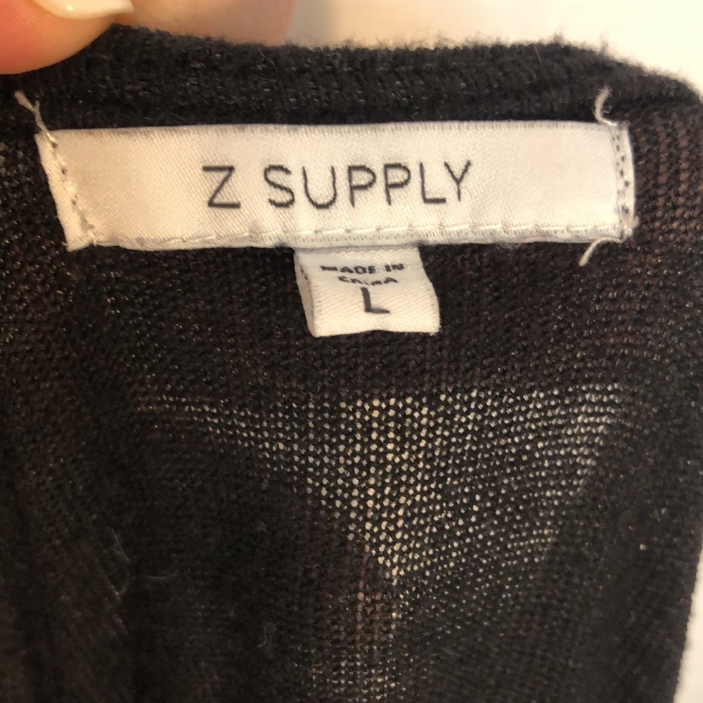 Z Supply Black Lightweight Sweater Mini Dress Tunic, Pockets Black Size L - Picture 4 of 4